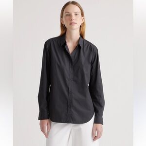 Quince 100% organic cotton black button down top Sz Medium